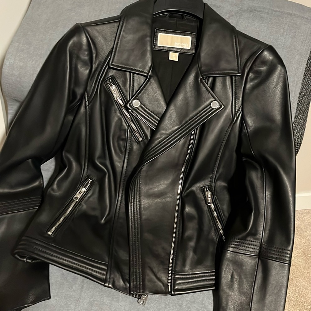 NWOT Michael Kors Black Moto Leather Jacket Medium